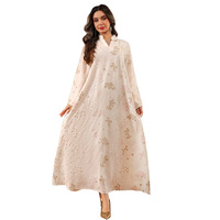 Lot de 2 Robes Longues Brodé(e)s en Polyester à Manches Longues, Col en V, Motif Floral – Idéales pour la Maison et le Quotidien – Nouvelle Collection Printemps-Été
