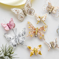Clip de table papillon scintillant, anneaux de serviette, ornement suspendu pour mariage, fête, Noël, accessoire floral