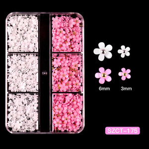 6 Grilles 3D Acrylique <span class=keywords><strong>Fleur</strong></span> Nail Pièces Décoration Mixte Acier Perles Gemmes Charmes Kawaii Nail Supplies Nail 3D Accessory Kit - Product Image 5