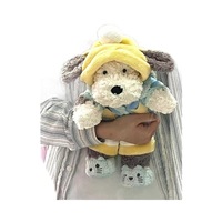 Peluche personnalisée pour chien avec chapeau, tenue bleue et détails de pattes – Cadeau animalier OEM/ODM pour enfants – Importateurs de vente en ligne
