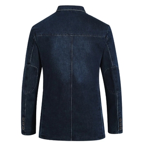 <span class=keywords><strong>Blazer</strong></span> di Jeans da Uomo Nuovo S-4XL, <span class=keywords><strong>Giacca</strong></span> Elegante Vintage in Cotone, Cappotto Blu Denim Slim Fit, Abbigliamento Uomo - Product Image 4