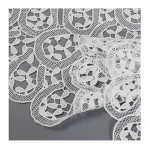 White cord lace polyester milk yarn guipure embroidery chemical lace for bridal girl's dresses lace fabric