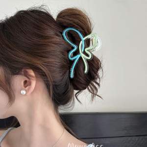 QianJin Großhandel sortierte Farbe Schmetterling Haar Klaue Kunststoff hohle Haars pangen für Mädchen Schöne Sommer Frühling Haar Zubehör - Product Image 2