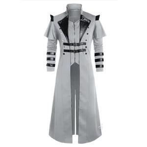 Costume d'assassin médiéval steampunk d'Halloween vintage, <span class=keywords><strong>elfes</strong></span>, pirates, costume pour homme adulte, veste longue fendue noire, armure gothique, manteaux en cuir - Product Image 6