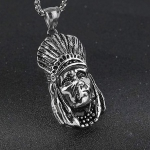 Colgante de Acero Inoxidable para Hombre, Diseño Vintage de Cabeza de Jefe Indio, Joyería Hip Hop Dorada para Fiestas, Símbolo Cristiano - Product Image 4