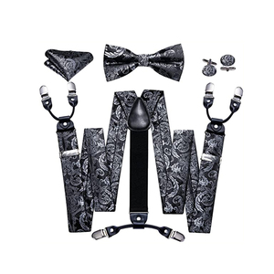 Bretella Paisley a forma di y regolabile di lusso di alta qualità per <span class=keywords><strong>uomo</strong></span> papillon fazzoletto Set di gemelli <span class=keywords><strong>bretelle</strong></span> cinturino formale - Product Image 3