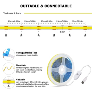 Thay Đổi Độ Sáng COB Dải Ánh Sáng Chuỗi 320 Đèn LED/M Mật Độ Cao Linh Hoạt LED Băng Trắng Ấm Trắng USB DC 5V Ra80 COB LED Ánh Sáng Pcb - Product Image 6