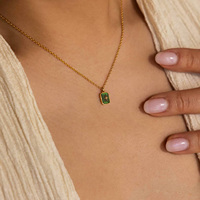 Bijoux fantaisie Collier pendentif étoile du nord en cristal d'acier inoxydable Collier à breloques pierre de naissance personnalisé plaqué or