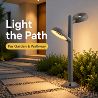 Lampadaire LED moderne à double tête 24W, étanche IP65, en aluminium moulé sous pression, pour jardin, aménagement paysager, éclairage de chemin