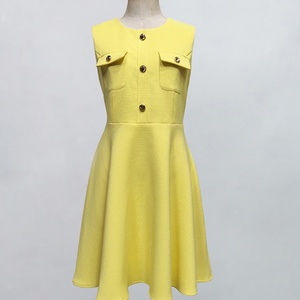 Custom OEM/ODM French Temperament High Feeling Sleeveless Vest Natural Waist Knitted Bodycon Polyester Midi <b>Dresses</b> - Product Image 2