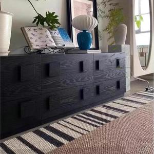 Wooden Modular <b>Sideboard</b> Living Room Cabinet Dark Antique Color Multi Functional <b>Storage</b> Unit - Product Image 3