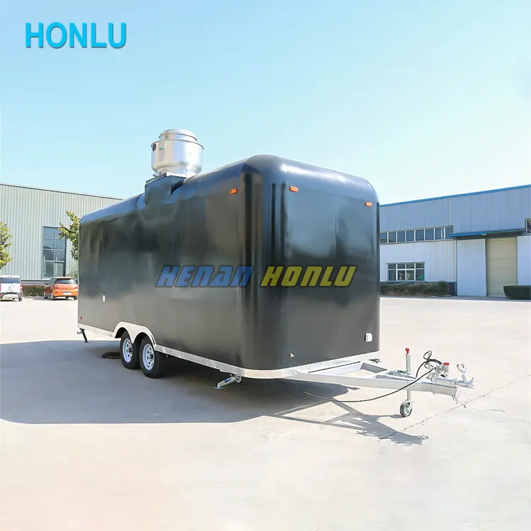 Hot Selling Mobile Black Food Truck Customized Fully Equipment Mobil Food Cart Icecream Coffee Trailer