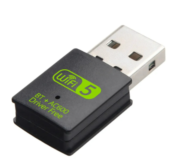 2 in 1 USB WiFi Adapter,600Mbps Dual Band 5.8Ghz Wireless Network Card 600M WiFi Dongle Receiver BT5.0 For PC Laptop