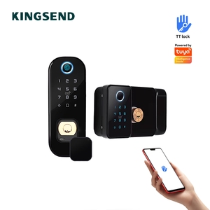 Tuya WiFi App Smart Door <b>Lock</b> Waterproof Double Sided Fingerprint Digital Keypad Aluminum Black TTLock Electronic Rim <b>Lock</b> - Product Image 1