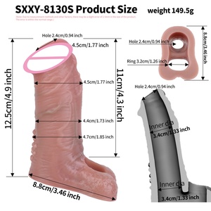 Funda de silicona SXXY para pene con extremo abierto, cubierta para pene, alargador de pene, retrasa la eyaculación, dildo hueco, cubierta para pene - Product Image 3