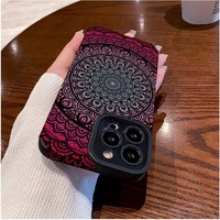 Étui de téléphone portable en cuir artificiel TPU avec impression de fleurs nationales colorées pour Iphone 8 X Xr Xs 11 12 13 14 15 16 17 Pro Max