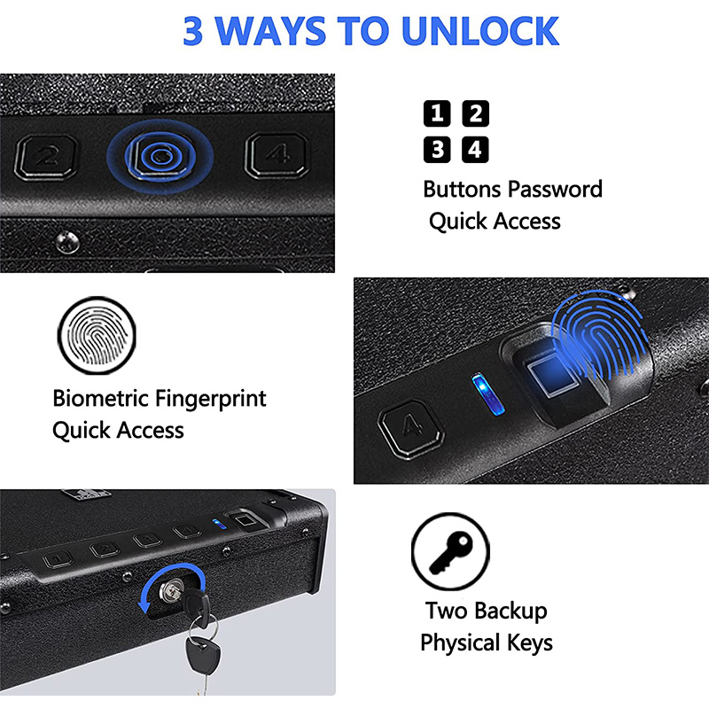 Quick Access Portable Hand Gun Safe Biometric Fingerprint Pistol Gun Safe Box For Sale