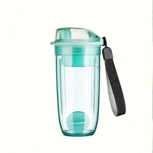 Bouteille d'eau de sport en plastique écologique de 400 ml avec logo personnalisé, anti-fuite, shaker à protéines, avec corde, pour boire directement – Vente en gros - Product Image 1