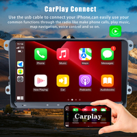 Android 12 Double Din 9 Inch Layar Terpisah Stereo Carplay Android Auto Radio Mobil untuk VW/POLO/PASSAT
