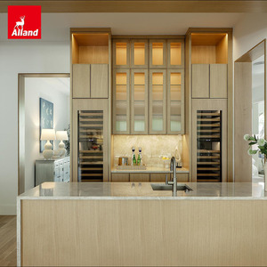 Allandcabinet Meuble de cuisine en <span class=keywords><strong>bois</strong></span> véritable avec îlot cascade et rangement en L et en U, avec hotte intégrée - Product Image 4