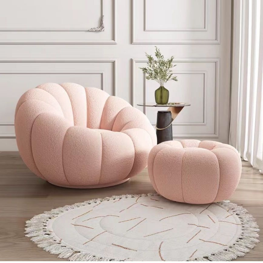 Canapé rose + repose-pieds