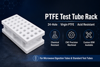 Support pour tubes à essai en PTFE 100 % vierge pour récipients de digestion par micro-ondes - 24 trous, zéro contamination, OEM personnalisé