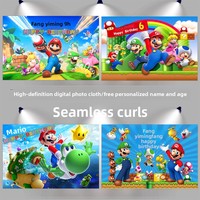 Personnalisation de l'affiche d'anniversaire de Mario Cartoon pour garçons et filles, fête du 10e anniversaire, impression numérique moderne, bannière suspendue en panneau KT