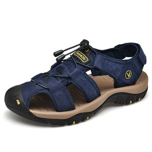 Sandalias con protección para los dedos del pie para hombre, zapatos informales transpirables, zapatos de apoyo para caminar, zapatos para hombre con cordón de cierre rápido para viajes al aire libre en la montaña - Product Image 5