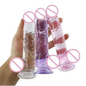 Dildos Realistas de Cristal Transparente, Flexibles y Suaves, con Base de Succión - Product Image 1