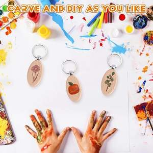 Offre Spéciale : Porte-clés <span class=keywords><strong>en</strong></span> Bois DIY, Étiquettes Vides Polies avec Anneaux, Logo Gravé au Laser, Prêts pour la Vente <span class=keywords><strong>en</strong></span> Gros et Cadeaux Promotionnels - Product Image 5