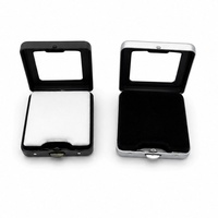 Boîte de présentation personnalisée pour diamants en vrac, avec bouton-pression métallique, couvercle transparent, en noir, bronze ou argent, étui pour pierres précieuses avec tampon en coton, organisateur de bijoux