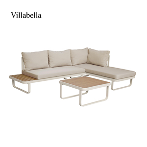 Ensemble <span class=keywords><strong>de</strong></span> canapés sectionnels d'extérieur modernes, effet <span class=keywords><strong>bois</strong></span> <span class=keywords><strong>de</strong></span> teck imité, <span class=keywords><strong>salon</strong></span> <span class=keywords><strong>de</strong></span> <span class=keywords><strong>jardin</strong></span>, structure en <span class=keywords><strong>aluminium</strong></span>, résistant aux intempéries, meubles <span class=keywords><strong>de</strong></span> patio pour villa - Product Image 4
