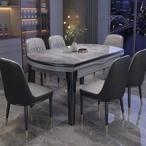 Set da Pranzo per Casa, <span class=keywords><strong>Tavolo</strong></span> <span class=keywords><strong>Allungabile</strong></span> Moderno per <span class=keywords><strong>6</strong></span> Persone, <span class=keywords><strong>Tavolo</strong></span> da Pranzo Rotondo in Marmo Bjflamingo <span class=keywords><strong>con</strong></span> <span class=keywords><strong>Sedie</strong></span> - Product Image 3