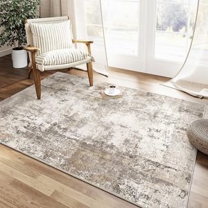 Washable Area <strong>Rug</strong> Neutral Abstract Entryway <strong>Kitchen</strong> Non Slip Low Pile <strong>Throw</strong> <strong>Rug</strong> Living Room Bedroom Indoor Doormat Soft Carpet - Product Image 1