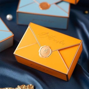 Elegant gold and colored envelope paper boxes, customizable for wedding gifts upon request - Product Image 4