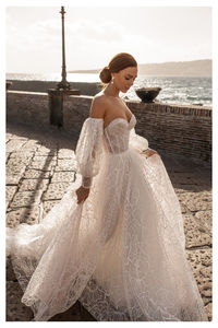 High endwedding nupcial floral bordado personalizado blanco transparente suave ligero vestido de noche <span class=keywords><strong>tela</strong></span> de encaje de <span class=keywords><strong>tul</strong></span> francés <span class=keywords><strong>por</strong></span> yarda - Product Image 6