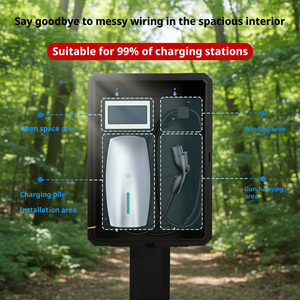 Nouvelle boîte de protection murale pour chargeur de VE équipé d'un <span class=keywords><strong>panneau</strong></span> <span class=keywords><strong>solaire</strong></span>, IP65, métal noir, pour extérieur, avec garantie de 10 ans et 7 kW - Product Image 2