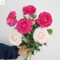 Dekorasi Bunga Ranunculus Sutra Buatan 3 Kepala Berkualitas Tinggi, Sentuhan Realistis, untuk Natal, Pernikahan, Pesta, Rumah, Hari Valentine, Halloween