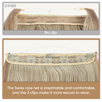 Nouvelles extensions capillaires synthétiques blondes ondulées et bouclées à clipser avec fil invisible, incontournables pour la vente en gros, pour femmes
