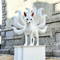 Sculpture de renard à neuf queues en résine de fibre de verre, finition brillante de qualité supérieure, pour parc d'attractions, aménagement extérieur et scène événementielle
