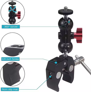 Bras articulé 360° en aluminium avec vis 1/4 et pince Super Crab pour montage de caméra Canon Nikon DSLR GoPro Hero DJI Osmo Insta360 - Product Image 3