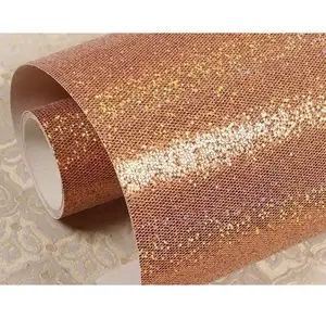 Tela brillante S2016A para decoración de zapatos, papel tapiz con borde de pared de Navidad, color oro rosa, imitación de cuero