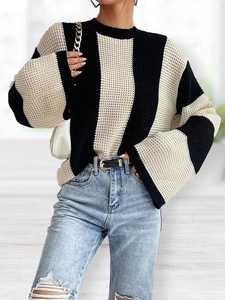 <span class=keywords><strong>Maglione</strong></span> Invernale Casual da Donna, Morbido <span class=keywords><strong>e</strong></span> Confortevole, Giacca in Maglia a <span class=keywords><strong>Righe</strong></span> Bianche <span class=keywords><strong>e</strong></span> Nere - Product Image 5