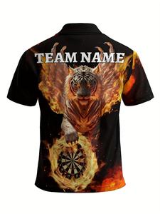חולצת פולו סובלימציה polo: שם מותאם אישית & להבה-עיצוב חץ טיגריס מכונף עיצוב בסגנון נועז - Product Image 3