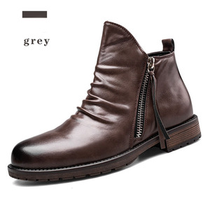 Chaussures pour hommes : Nouvelles bottes Chelsea mi-hautes en jean, style rétro européen et américain, polyvalentes, à fermeture éclair, plissées, décontractées, cool, à bout pointu, confortables - Product Image 5