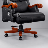 Chaise de bureau de direction B950 à dossier haut avec accoudoirs en bois et base roulante
