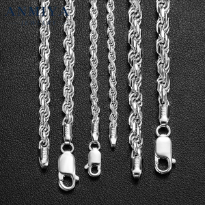 Anmiya 925 Sterling Bạc hip hop Chuỗi vòng cổ chiều dài khác nhau dày Cuba liên kết chuỗi trang sức nam làm phụ kiện thời trang - Product Image 5