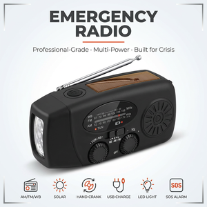 Radio solaire à manivelle fiable de 2000 mAh avec alerte météo NOAA pour les pannes de courant et les coupures de service - Product Image 1