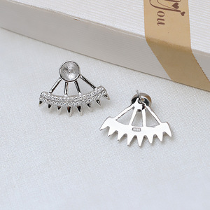 Boucle d'oreille en argent S925, 5-6 perles, accessoires de bijouterie DIY, plateau vide pour boucles d'oreilles personnalisées pour femmes, semi-finies, incrustation 1053 - Product Image 3