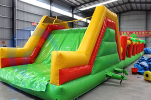 Patio de recreo al aire libre comercial PVC selva cocodrilo 59 pies carrera de obstáculos inflable gigante para adultos niños con Pared de escalada - Product Image 3